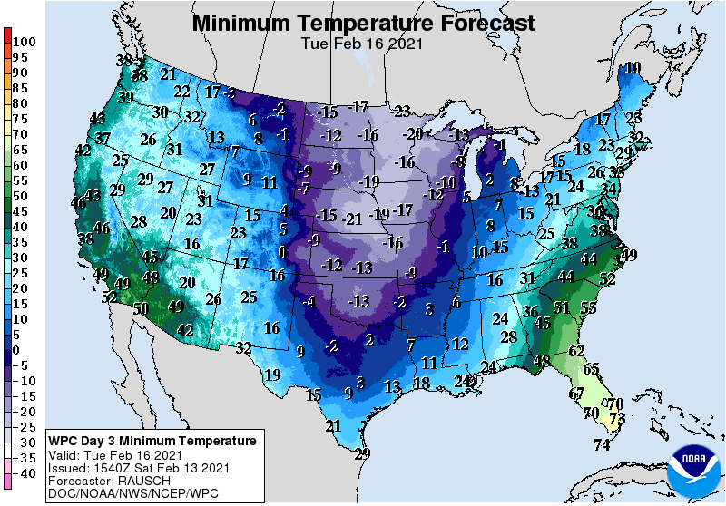 WPC Day 3 Minimum Temperature